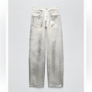 Zara nice jeans size 4 us brand new silver color